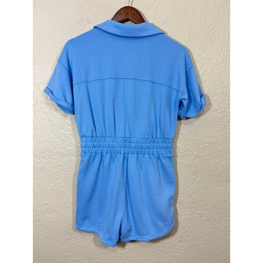abercrombie kids Terry Romper 15/16 1/2 Zip Elastic Fleece Sky Blue Beach Resort